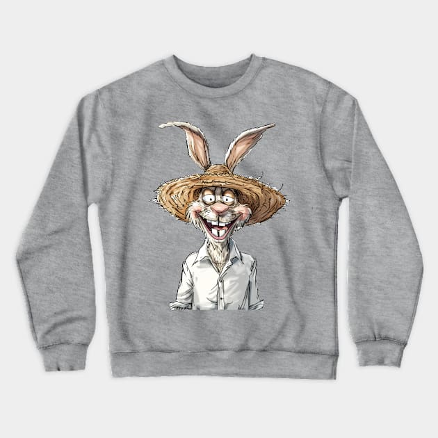 Easter Bunny Straw Hat Crewneck Sweatshirt by JunkyDotCom